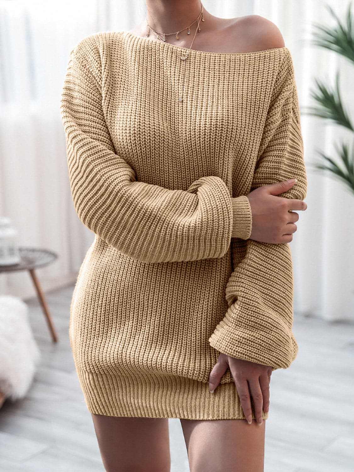 Cozy ribbed sweater dress - acrylic - Love Salve